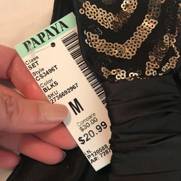 Brand New Black Crop Party Top with Gold Sequins - Picture 5 of 7